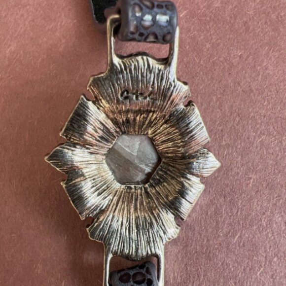 Chloe + Isabel Faux Leather Adjustable Necklace Rhinestone Gem Statement - Picture 4 of 5